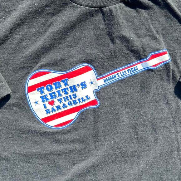 Vintage 90s Toby Keith Bar Tee Shirt Short Sleeve Black Men XL Music Guitar LOGO - Picture 2 of 4